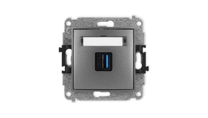 ICON Mechamizm gniazda pojedynczego USB A-A 3.0 grafitowy 11IGUSB-5