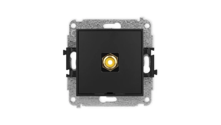 ICON Mechanizm gniazda pojedynczego RCA, bez pola opisowego (typu cinch - żółty, pozłacany) czarny mat 12IGRCABO-1