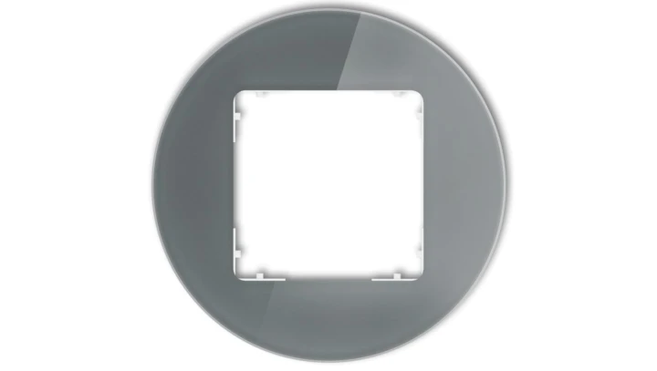 ICON Ramka uniwersalna pojedyncza okrągła - efekt szkła (ramka: grafitowa spód: biały) 28-0-IRSO-1