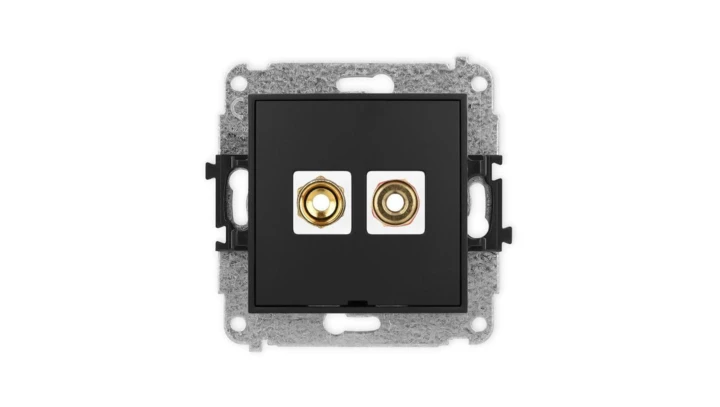 ICON Mechanizm gniazda głośnikowego poj., bez opisu (banan - czerwony i czarny, pozłacany, 4 mm2, skręcany) czarny mat 12IGGBO-4