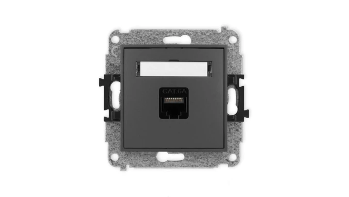 ICON Mechanizm gniazda komputerowego pojedynczego 1xRJ45, kat. 6A, 8-stykowy grafitowy mat 28IGK-7