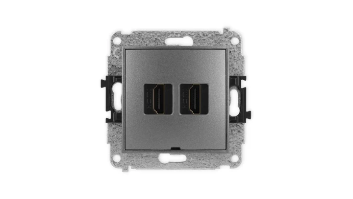 ICON Mechanizm gniazda podwójnego HDMI 2.0, bez pola opisowego grafitowy 11IHDMIBO-4