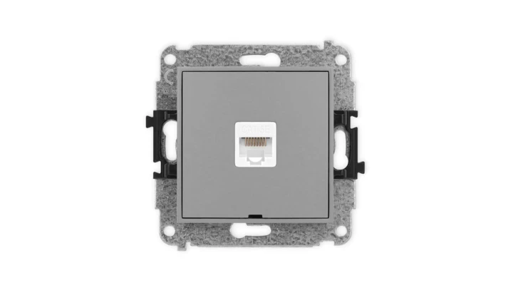 ICON Mechanizm gniazda komputerowego pojedynczego 1xRJ45, kat. 5e, 8-stykowy, bez pola opisowego szary mat 27IGKBO-1