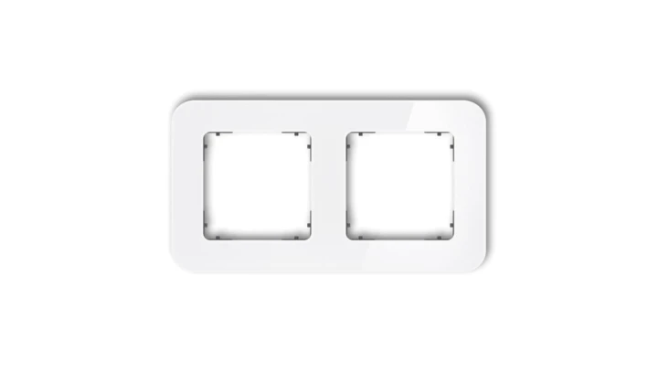 ICON Ramka uniwersalna podwójna zaokrąglona - efekt szkła (ramka: biała spód: grafitowy mat) 0-28-IRSZ-2