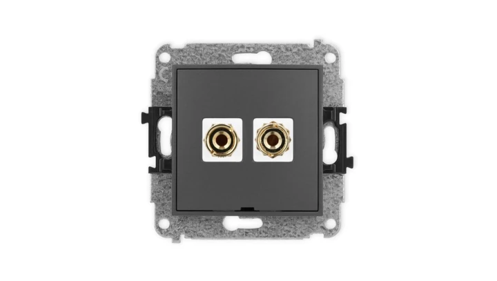 ICON Mechanizm gniazda głośnik. poj. bez opisu (banan czerwony i czarny, pozłacany, 4 mm2 do lutowania) grafitowy mat 28IGGBO-3