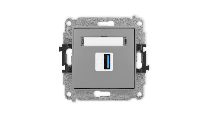 ICON Mechamizm gniazda pojedynczego USB A-A 3.0 szary mat 27IGUSB-5