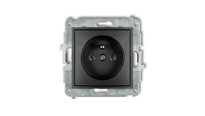 ICON Mechanizm gniazda pojedynczego z uziemieniem 2P+Z (bez przesłon torów prądowych) grafitowy 11IGP-1z