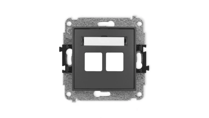 ICON Mechanizm gniazda multimedialnego podwójnego bez modułu (standard Keystone) grafitowy mat 28IGM-2P