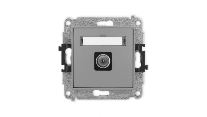 ICON Mechanizm gniazda antenowego pojedynczego TV szary mat 27IGTV-1