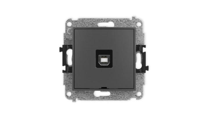 ICON Mechanizm gniazda pojedynczego USB A-B 2.0, bez pola opisowego grafitowy mat 28IGUSBBO-3