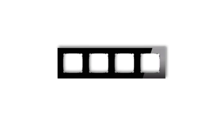 ICON Ramka uniwersalna poczwórna kwadratowa - efekt szkła (ramka: czarna spód: czarny) 12-12-IRSK-4