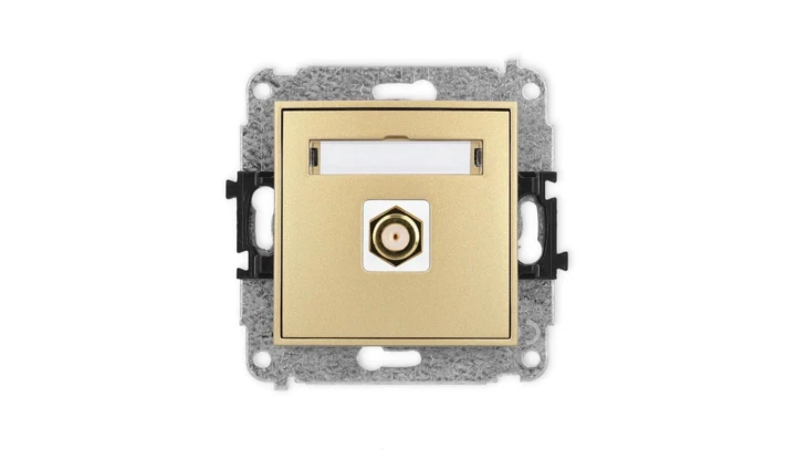 ICON Mechanizm gniazda antenowego pojedynczego typu F (SAT) pozłacany złoty 29IGF-1.1