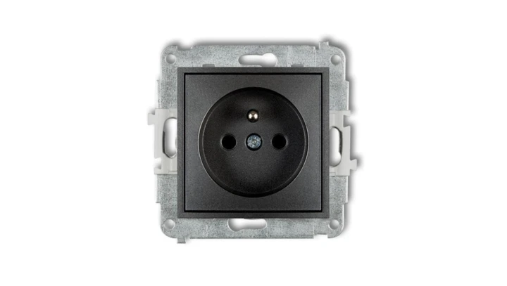 ICON Mechanizm gniazda pojedynczego z uziemieniem 2P+Z (przesłony torów prądowych) grafitowy 11IGP-1zp