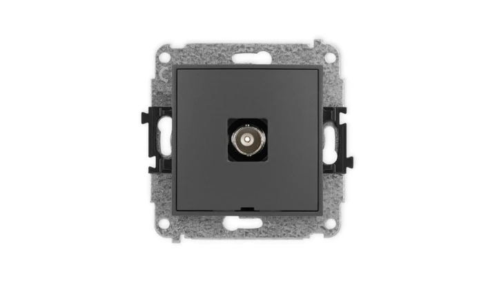 ICON Mechanizm gniazda pojedynczego BNC, bez pola opisowego grafitowy mat 28IGBNCBO-1