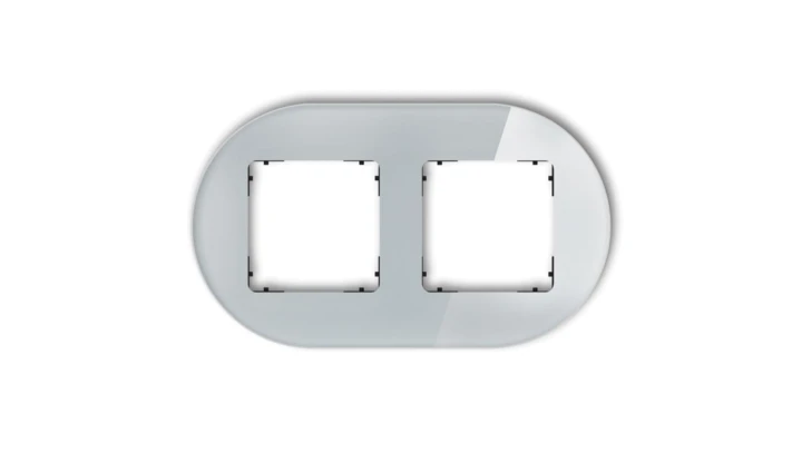 ICON Ramka uniwersalna podwójna okrągła - efekt szkła (ramka: szara spód: czarny) 15-12-IRSO-2
