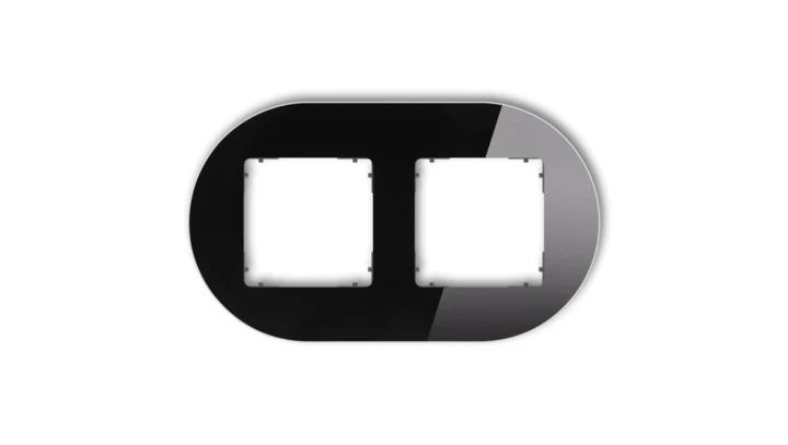 ICON Ramka uniwersalna podwójna okrągła - efekt szkła (ramka: czarna spód: grafitowy mat) 12-28-IRSO-2