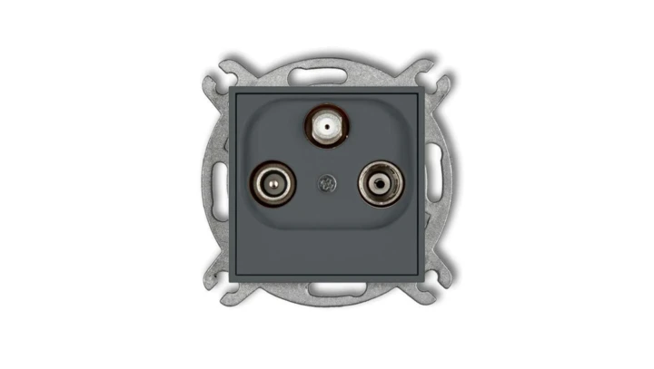 ICON Mechanizm gniazda abonenckiego RTV-SAT końcowego multimedialnego (Internet) grafitowy mat 28IGM