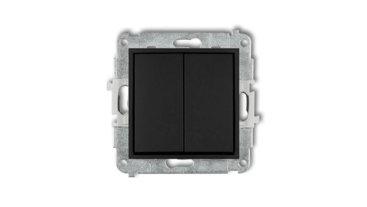 ICON Mechanizm łącznika zwiernego, świecznikowego (dwa klawisze bez piktogramów, wspólne zasilanie) czarny mat 12IWP-44.1