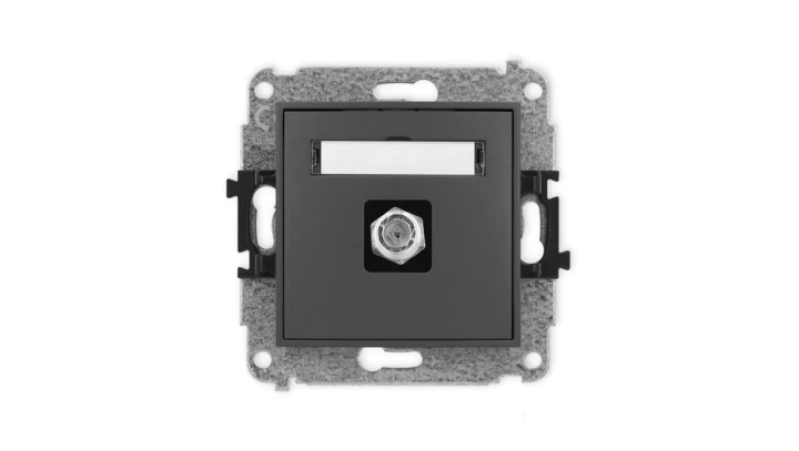 ICON Mechanizm gniazda antenowego pojedynczego typu F (SAT) niklowany grafitowy mat 28IGF-1