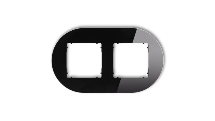 ICON Ramka uniwersalna podwójna okrągła - efekt szkła (ramka: czarna spód: czarny) 12-12-IRSO-2