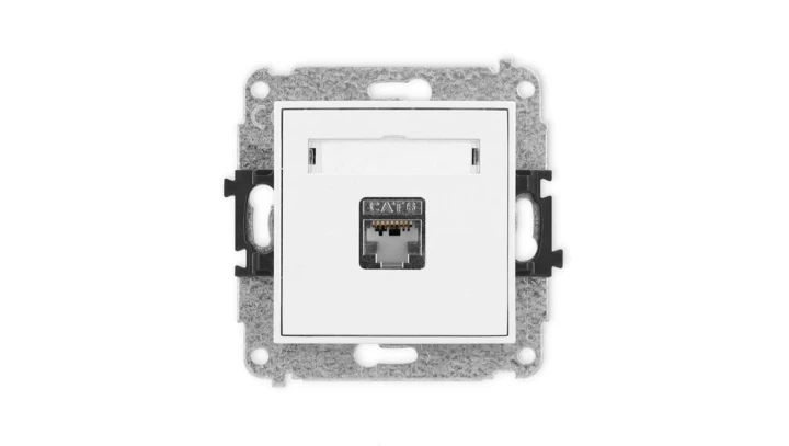 ICON Mechanizm gniazda komputerowego pojedynczego 1xRJ45, kat. 5e, ekranowane, 8-stykowy biały mat 25IGK-1e