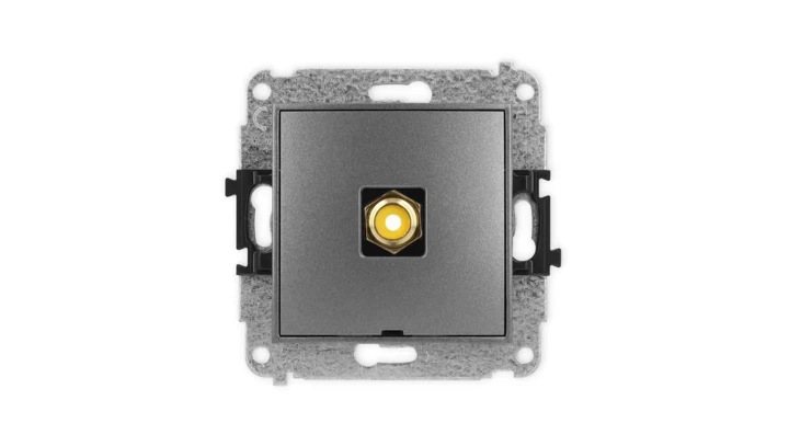 ICON Mechanizm gniazda pojedynczego RCA, bez pola opisowego (typu cinch - żółty, pozłacany) grafitowy 11IGRCABO-1