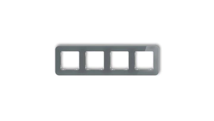 ICON Ramka uniwersalna poczwórna zaokrąglona - efekt szkła (ramka: grafitowa spód: biały) 28-0-IRSZ-4