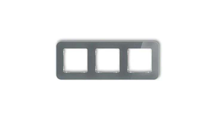 ICON Ramka uniwersalna potrójna zaokrąglona - efekt szkła (ramka: grafitowa spód: biały) 28-0-IRSZ-3