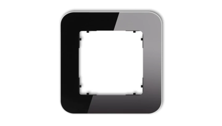 ICON Ramka uniwersalna pojedyncza zaokrąglona - efekt szkła (ramka: czarna spód: czarny) 12-12-IRSZ-1