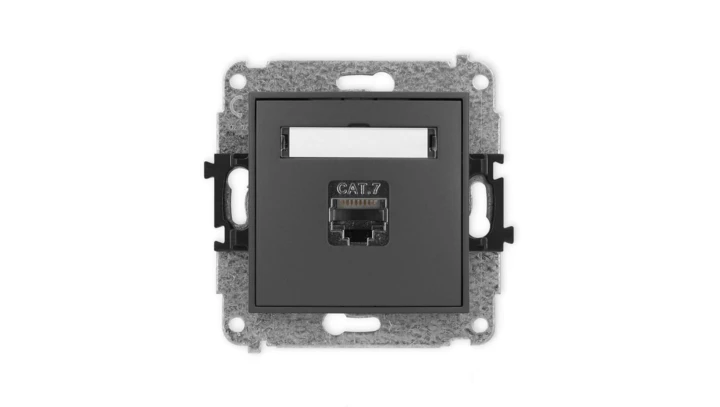 ICON Mechanizm gniazda komputerowego pojedynczego 1xRJ45, kat. 7, ekranowane, 8-stykowy grafitowy mat 28IGK-9