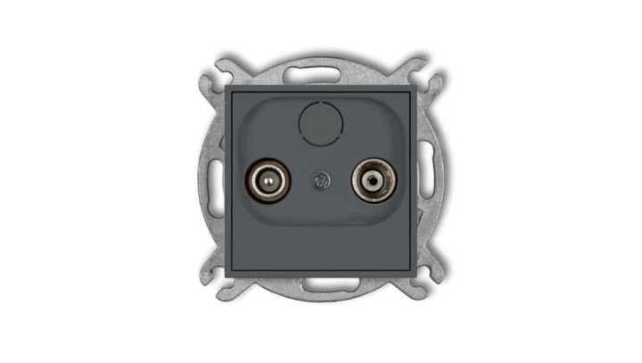 ICON Mechanizm gniazda abonenckiego RTV przelotowego 12dB grafitowy mat 28IG12P