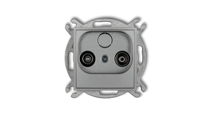 ICON Mechanizm gniazda abonenckiego RTV przelotowego 15dB srebrny metalik 7IG15P