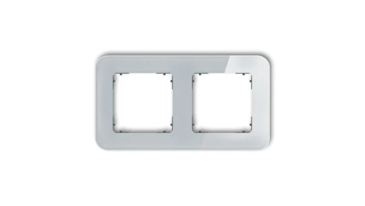 ICON Ramka uniwersalna podwójna zaokrąglona - efekt szkła (ramka: szara spód: grafitowy mat) 15-28-IRSZ-2