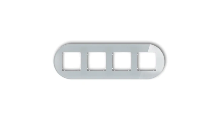 ICON Ramka uniwersalna poczwórna okrągła - efekt szkła (ramka: szara spód: biały) 15-0-IRSO-4