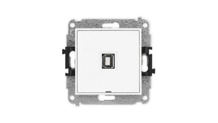 ICON Mechanizm gniazda pojedynczego USB A-B 2.0, bez pola opisowego biały mat 25IGUSBBO-3