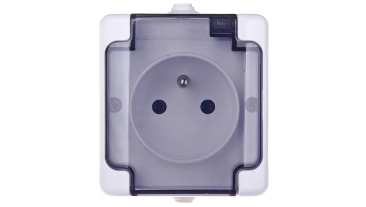 BRYZA Gniazdo hermetyczne pojedyncze z/u IP54 z klapką dymną białe 181432 /20szt./