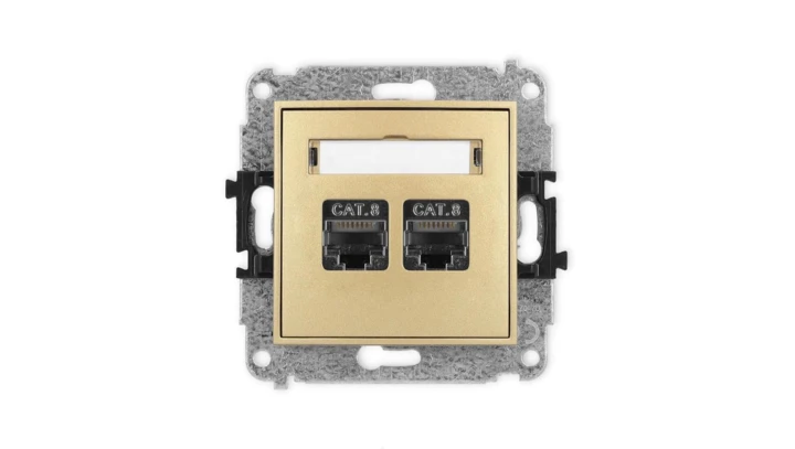 ICON Mechanizm gniazda komputerowego podwójnego 2xRJ45, kat. 8, ekranowane, 8-stykowy złoty 29IGK-12