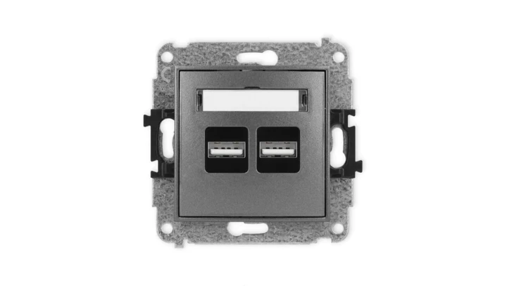 ICON Mechanizm ładowarki USB podwójnej, 5V, 3.1A grafitowy 11ICUSB-6