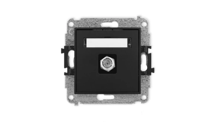ICON Mechanizm gniazda antenowego pojedynczego typu F (SAT) niklowany czarny mat 12IGF-1