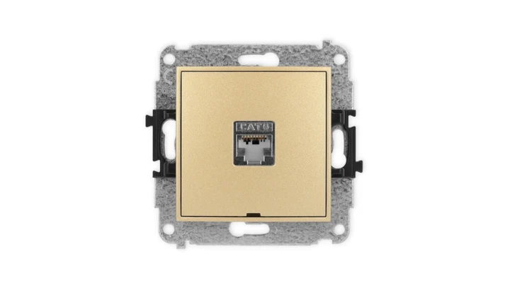 ICON Mechanizm gniazda komputerowego pojedynczego 1xRJ45, kat. 5e, ekranowane, 8-stykowy, bez pola opisowego złoty 29IGKBO-1e