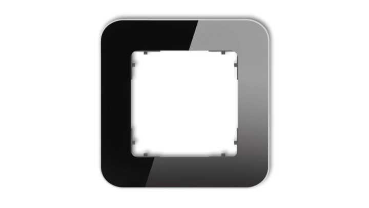 ICON Ramka uniwersalna pojedyncza zaokrąglona - efekt szkła (ramka: czarna spód: grafitowy mat) 12-28-IRSZ-1