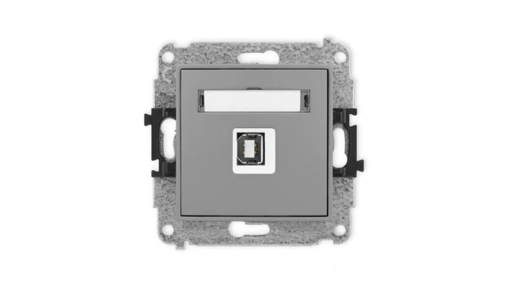 ICON Mechanizm gniazda pojedynczego USB A-B 2.0 szary mat 27IGUSB-3