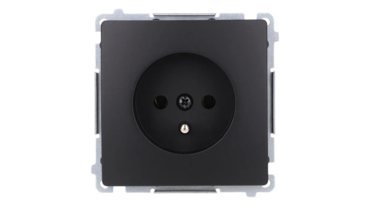 Simon Basic Gniazdo wtyczkowe z uziemieniem (moduł) 16A, 250V, zaciski śrubowe czarny BMGZ1.01/49
