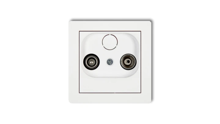 DECO Mechanizm gniazda abonenckiego RTV przelotowego 9dB, biały mat 25DG9P