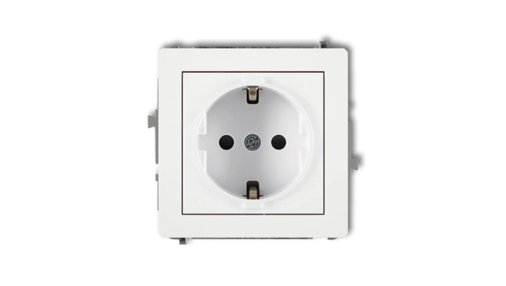 DECO Mechanizm gniazda pojedynczego z uziemieniem SCHUKO 2P+Z (przesłony torów prądowych), biały mat 25DGP-1sp