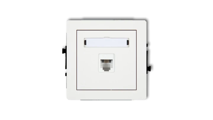 DECO Mechanizm gniazda telefonicznego pojedynczego 1xRJ11, 4-stykowy, beznarzędziowe, biały mat 25DGT-1