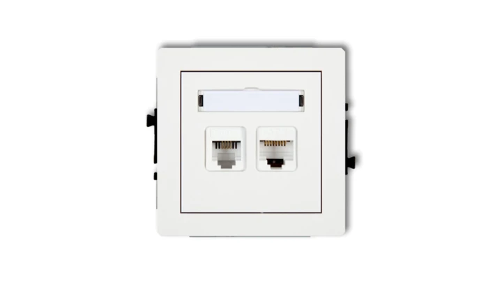 DECO Mechanizm gniazda telefonicznego pojedynczego 1xRJ11 + komputerowego pojedynczego 1xRJ45, kat. 5e, 8-stykowy 25DGTK