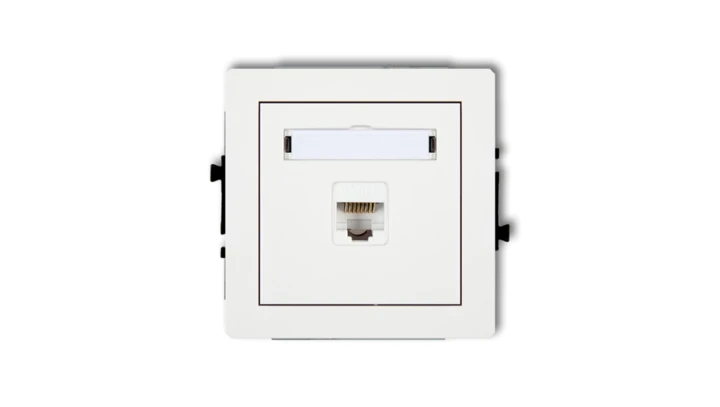 DECO Mechanizm gniazda komputerowego pojedynczego 1xRJ45, kat. 5e, ekranowane, 8-stykowy, biały mat 25DGK-1e