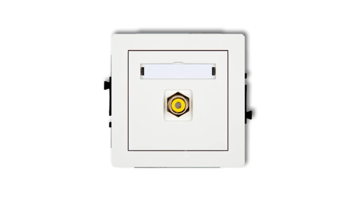 DECO Mechanizm gniazda pojedynczego RCA (typu cinch - żółty, pozłacany), biały mat 25DGRCA-1