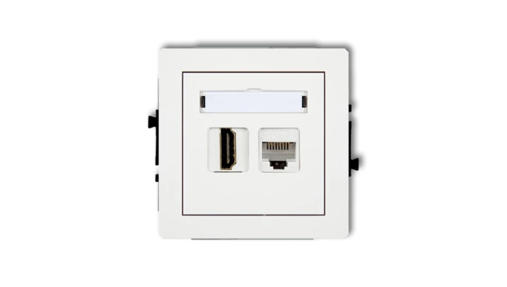 DECO Mechanizm gniazda pojedynczego HDMI 2.0 + gniazda komp. poj. 1xRJ45, kat. 5e, 8-stykowy, biały mat 25DGHK